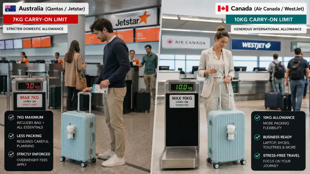 Suitcase Weight Limits: AU + CA Airlines Guide 2026