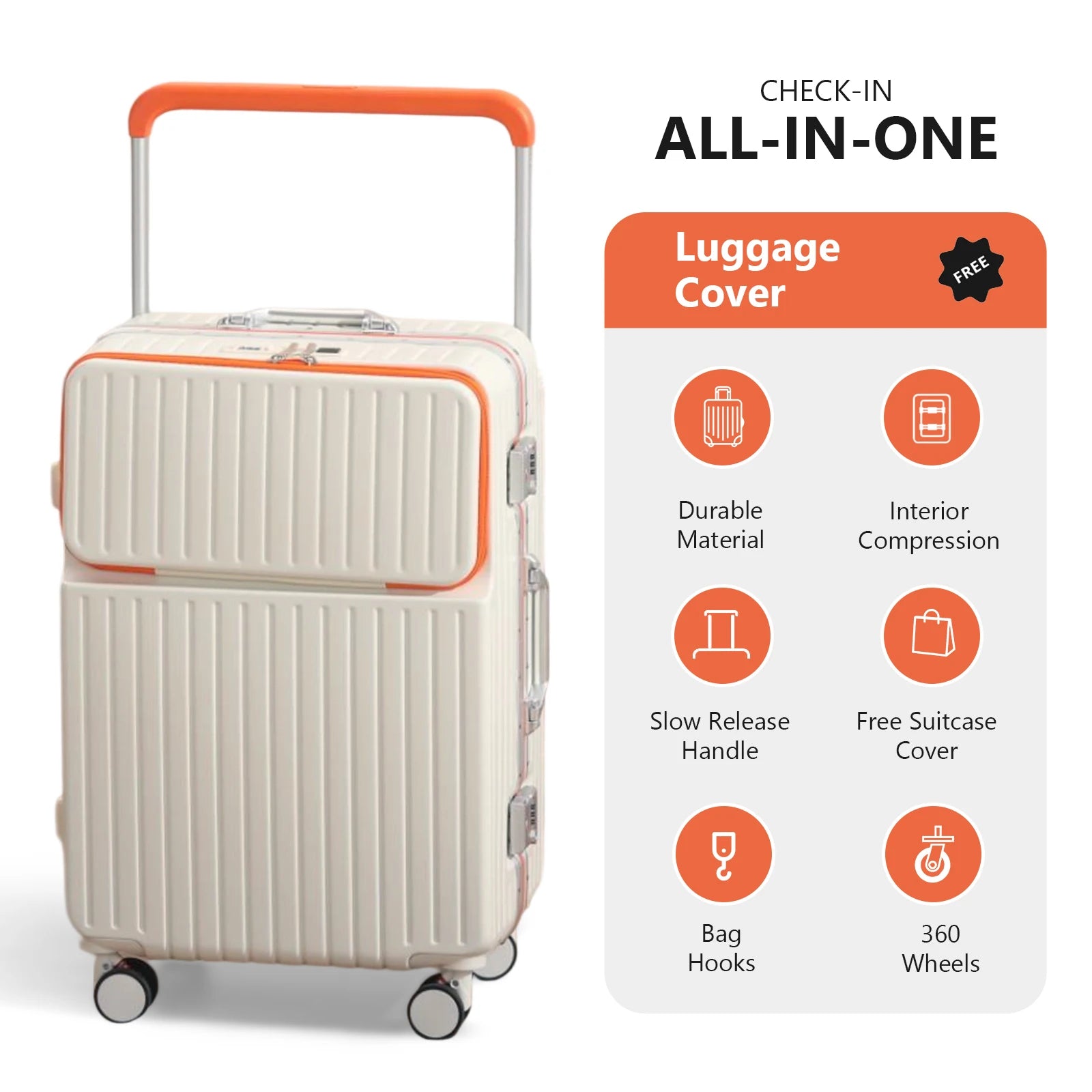 Fluxis Smart Suitcase | USB-C Charging, TSA Lock, Front Laptop